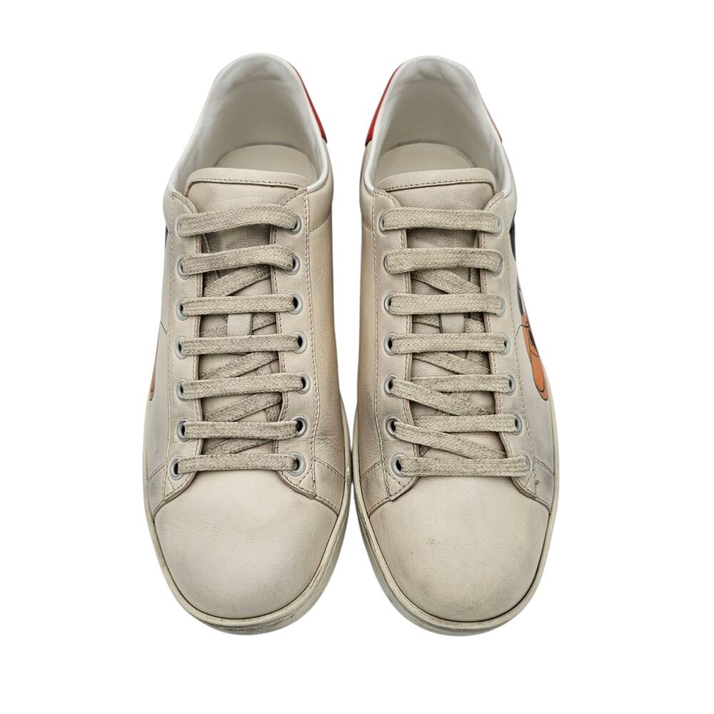 Gucci Ace Sneaker Disney Mickey Mouse Beige Orange Low Top Size 38.5 US 8.5 - Picture 4 of 11